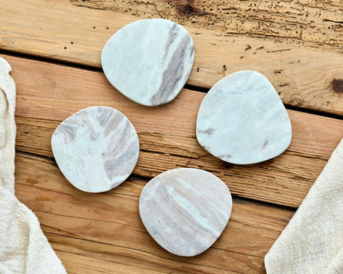Amie Natural Polished Marble Coasters Irregular Shape-1