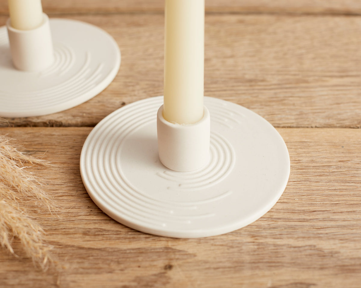 Anna White Ceramic Candle Holder-1