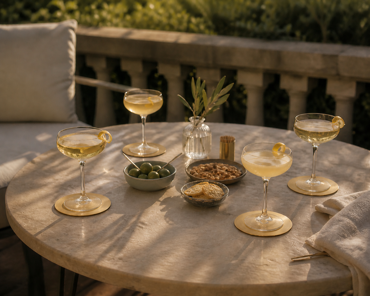 Ivy Brass Coasters – Set of 4 Brass Gold Round Drink Coasters-3
