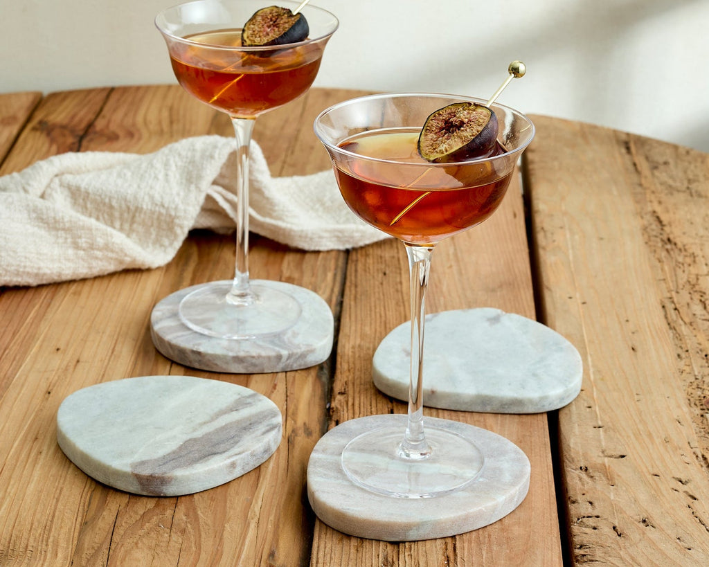 Amie Natural Polished Marble Coasters Irregular Shape-0