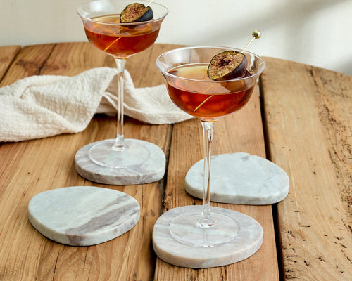 Amie Natural Polished Marble Coasters Irregular Shape-0