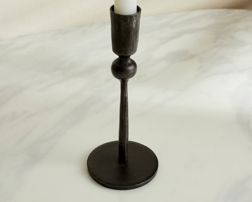 Aruma Black Candle Holder – Cast Iron Rustic Taper Candlestick-1