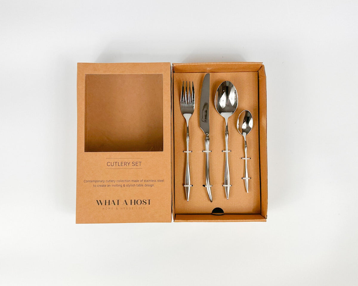 Monaco Silver Cutlery Set – 16 or 24 Piece Stainless Steel Flatware-1