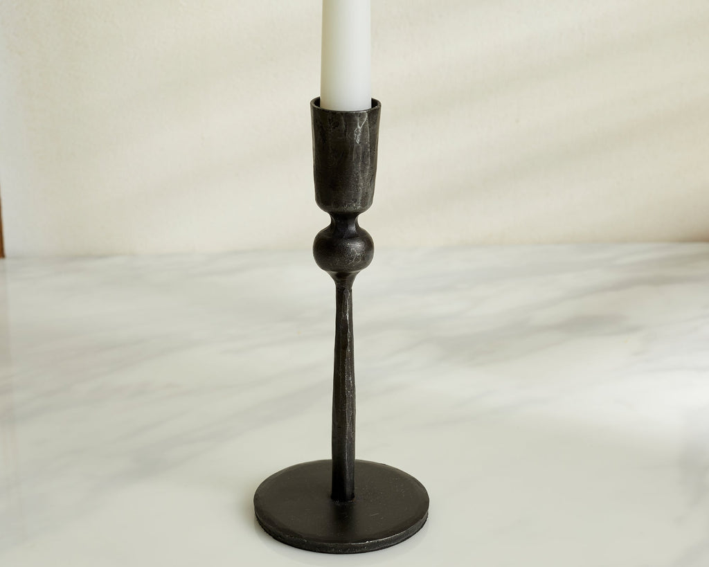 Aruma Black Candle Holder – Cast Iron Rustic Taper Candlestick-2