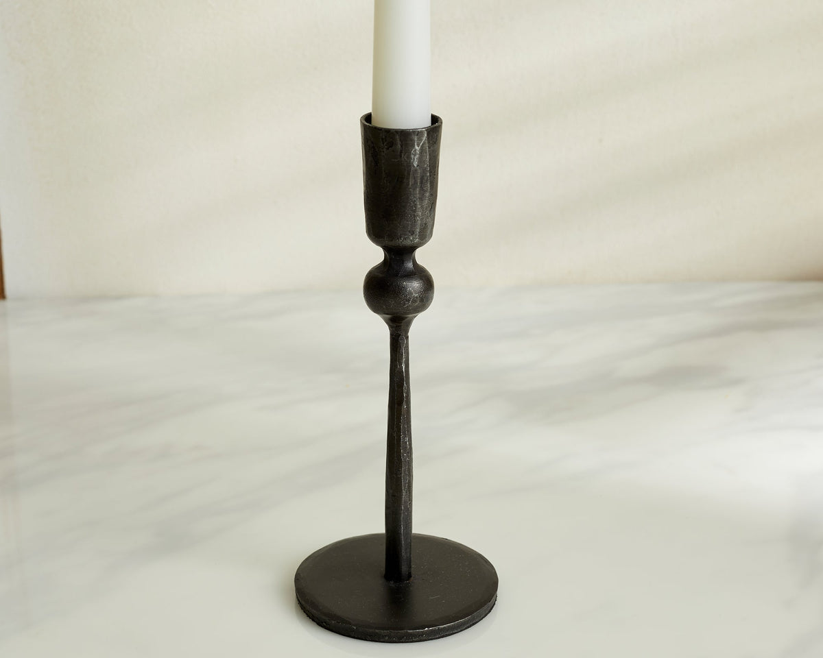 Aruma Black Candle Holder – Cast Iron Rustic Taper Candlestick-2