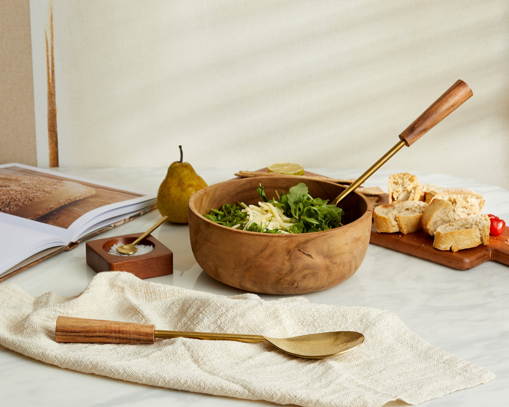 Hema Gold Salad Servers – Spoon and Fork Set, Gold Finish-2