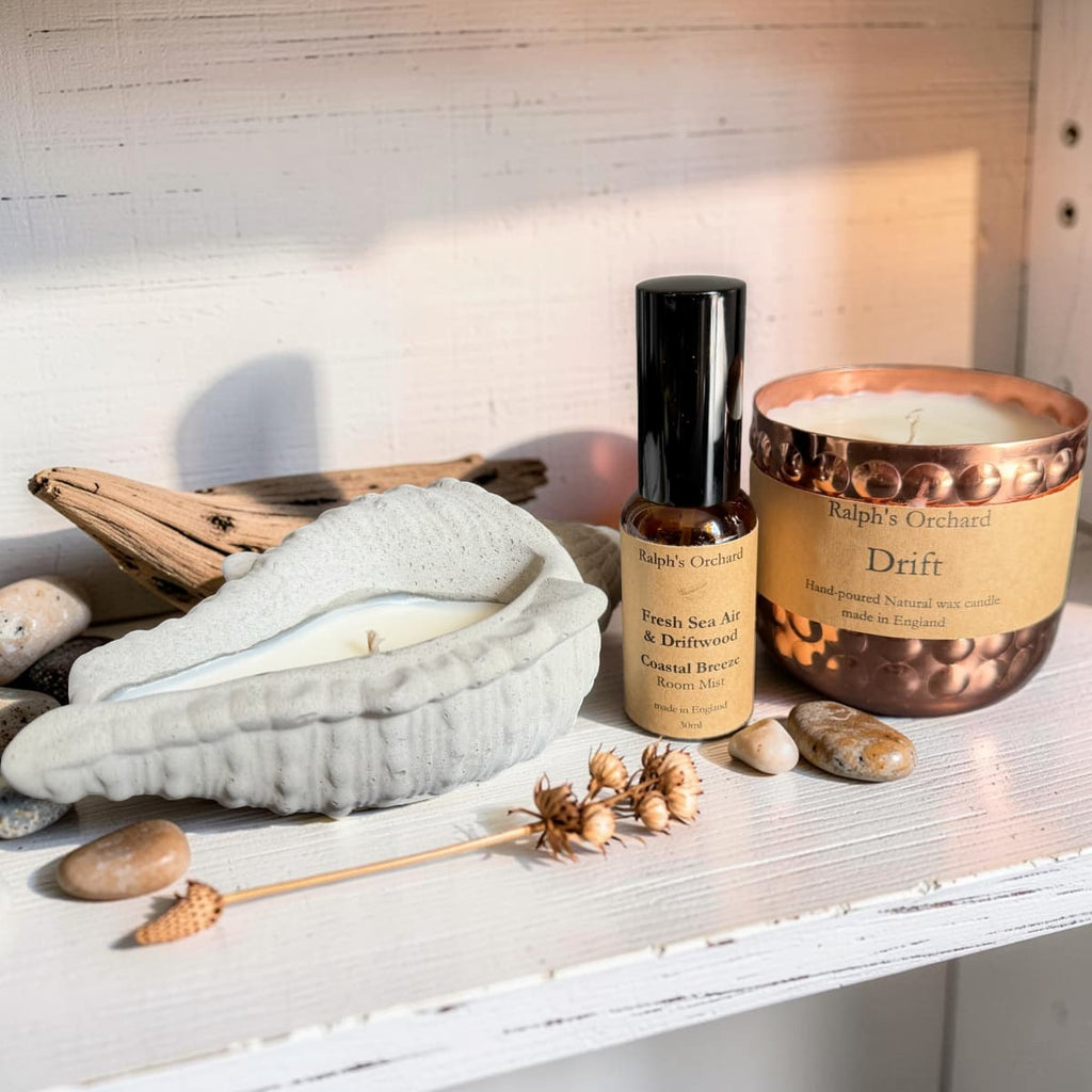 Coastal Home Escape Set | Vegan Sea Salt & Driftwood Candle Gift-1