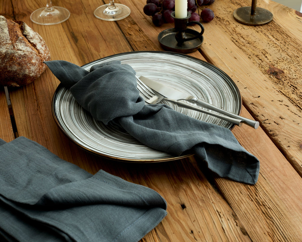 Ave Blue Cotton Napkins – Set of 4 Muslin Table Napkins-3