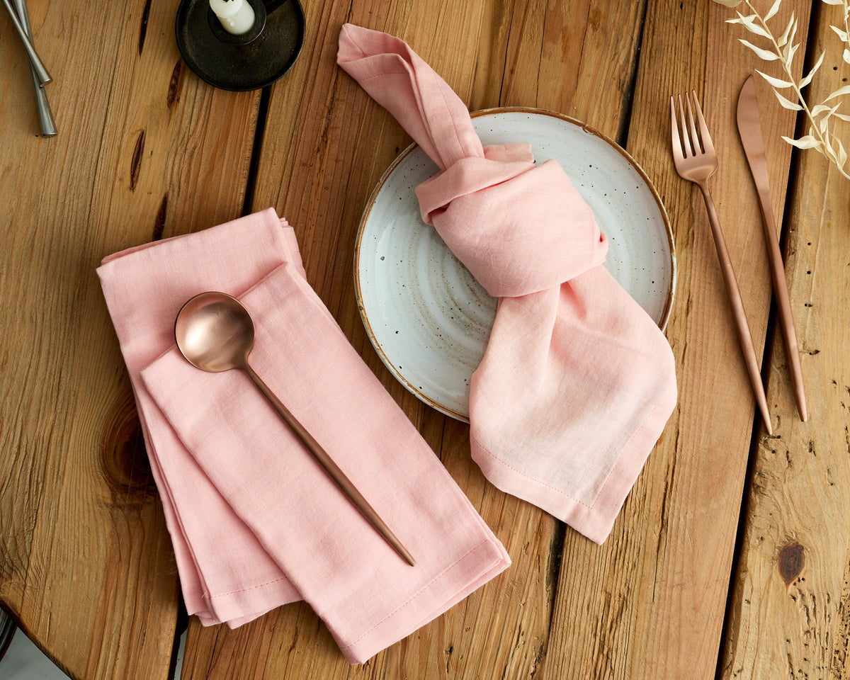 Joy Pink Cotton Napkins – Set of 4 Muslin Table Napkins-0