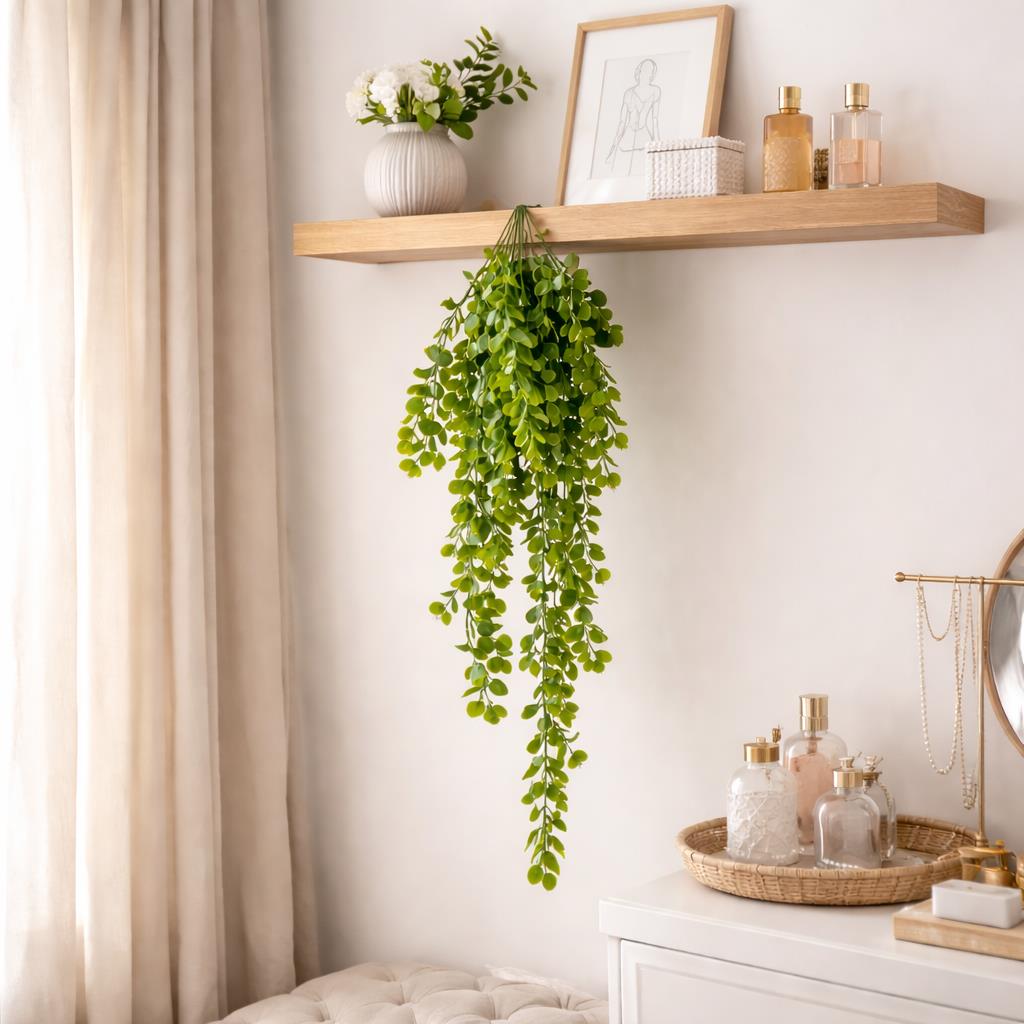 75cm Artificial Trailing Round Leaf Hanging Foliage Plant - Classic Gloss Green