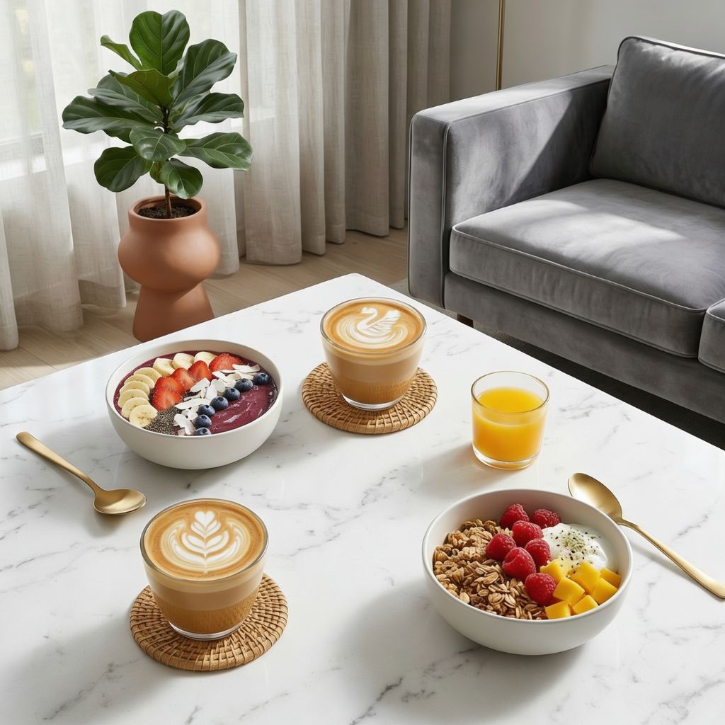 Handmade Natural Rattan Coaster Set (6 Piece + Holder) • Natural Honey-3