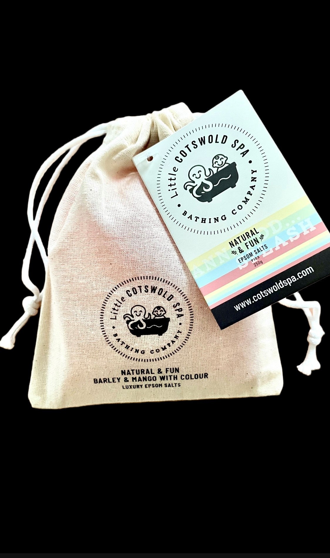 Natural & Fun Epsom Salts Cotton Pouch (Yellow Bath) with Barley & Mango (250g)