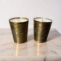Repurposed Brass Shot Glass Candle Set-0
