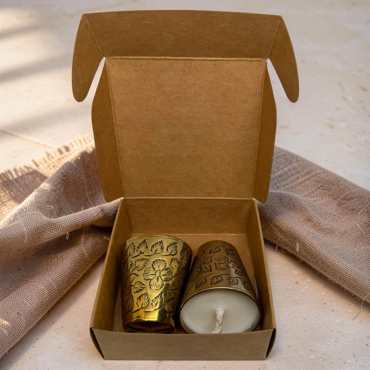 Engraved Brass Shot Glass Candle Set - Wild Honey Tobacco-1
